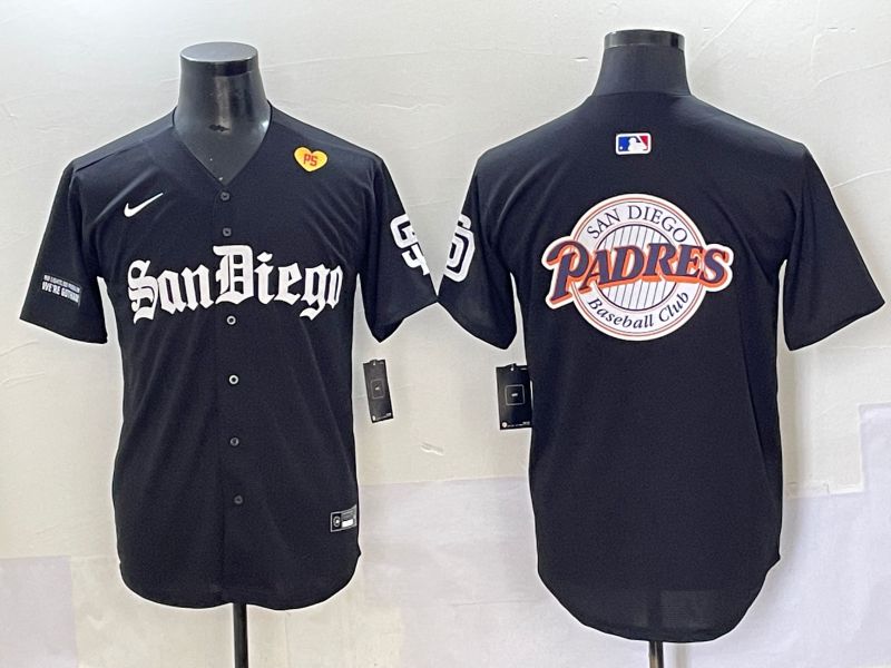 Men 2025 San Diego Padres Blank Black Five generations Joint Name Nike MLB Jersey style 29->san diego padres->MLB Jersey